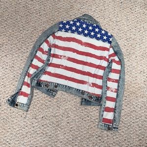 TOPSHOP American Flag printed DENIM jacket